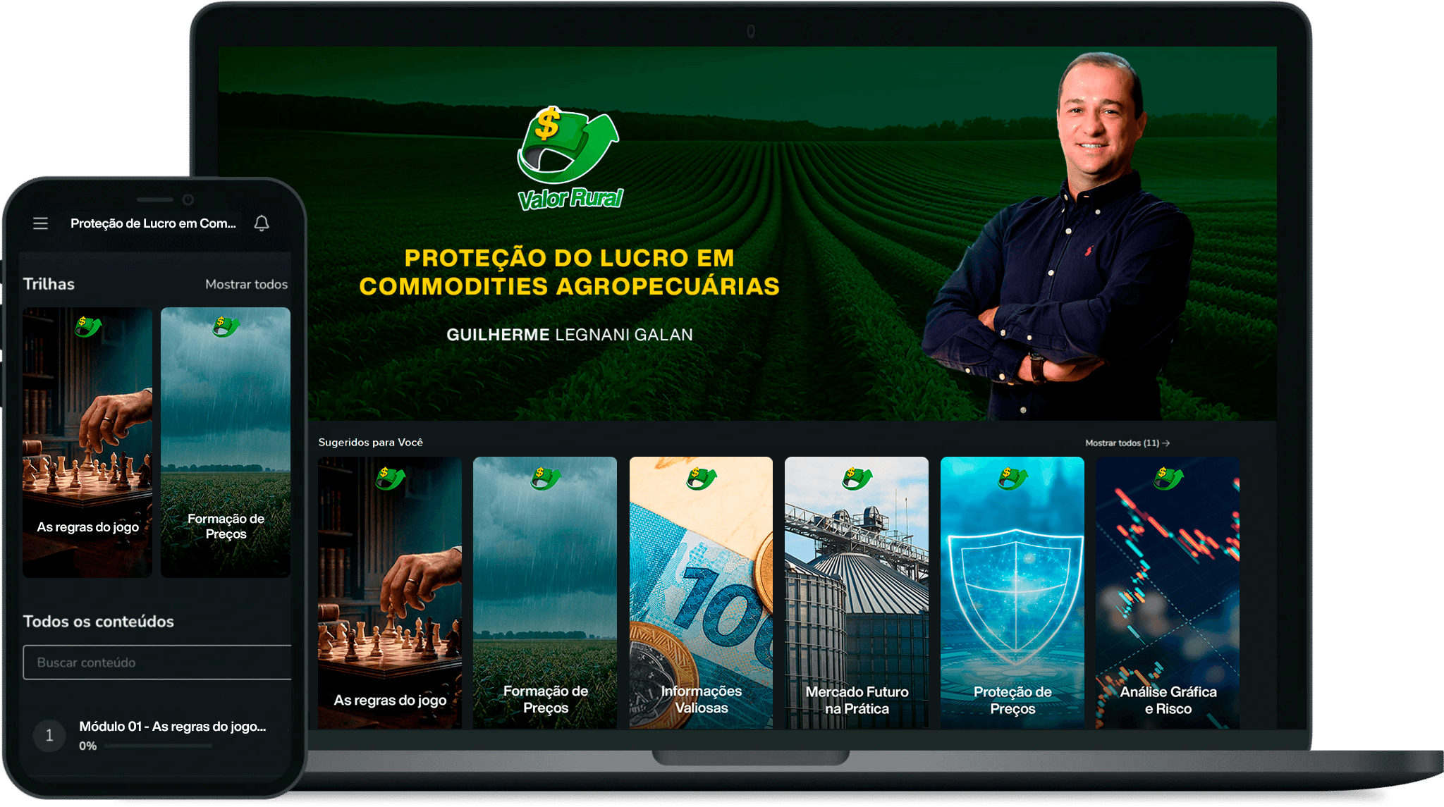 Mockup de Módulos e Aulas